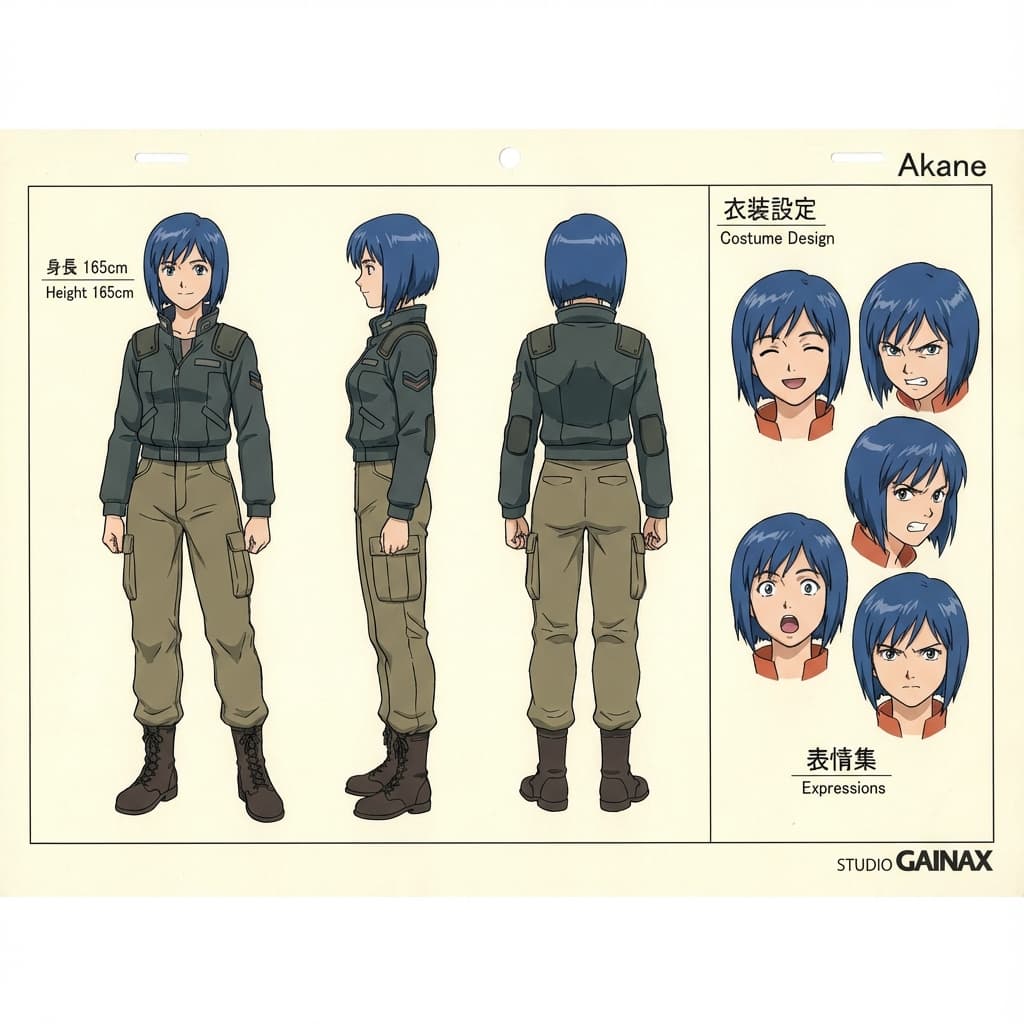 Character design sheet showing consistent character views